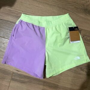 The North Face Women’s Color block shorts size small purple  & green 90’s NEW